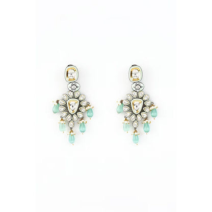 VIVINIA By Vidhi Mehra Saadgi White And Green Kundan Polki Womens Danglers Earrings
