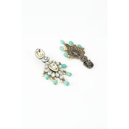 VIVINIA By Vidhi Mehra Saadgi White And Green Kundan Polki Womens Danglers Earrings