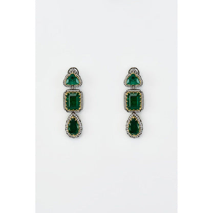 VIVINIA By Vidhi Mehra Florence Silver Plated Green Zircon Womens Danglers Earrings