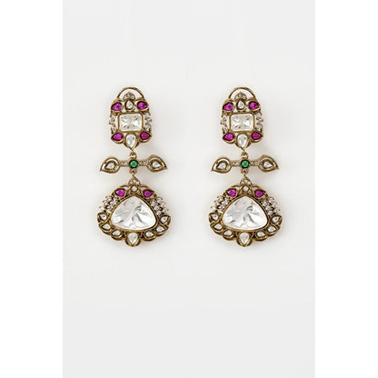 VIVINIA By Vidhi Mehra Florence Gold Plated Multicolored Zircon Womens Danglers Earrings
