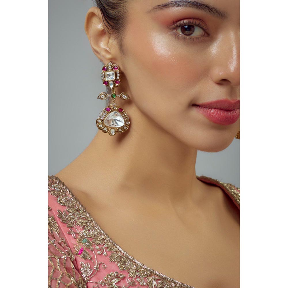 VIVINIA By Vidhi Mehra Florence Gold Plated Multicolored Zircon Womens Danglers Earrings