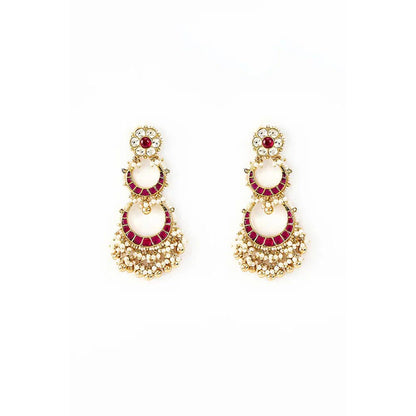 VIVINIA By Vidhi Mehra Antara Gold Plated Pink Kundan Polki Womens Danglers Earrings
