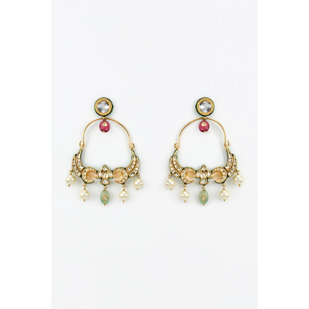 VIVINIA By Vidhi Mehra Saadgi Gold Plated Multicolored Kundan Polki Womens Danglers Earrings