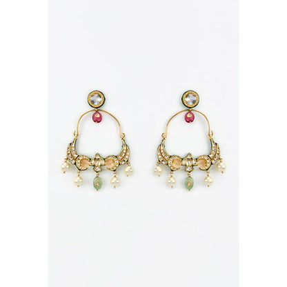 VIVINIA By Vidhi Mehra Saadgi Gold Plated Multicolored Kundan Polki Womens Danglers Earrings