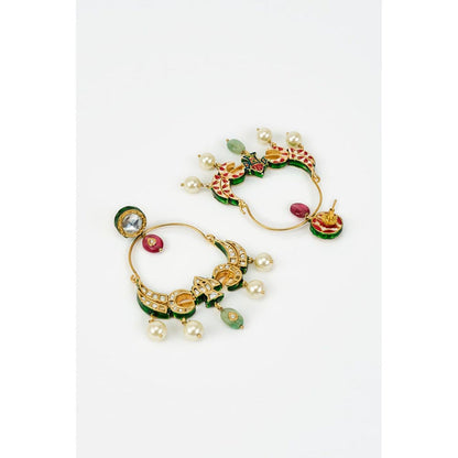 VIVINIA By Vidhi Mehra Saadgi Gold Plated Multicolored Kundan Polki Womens Danglers Earrings