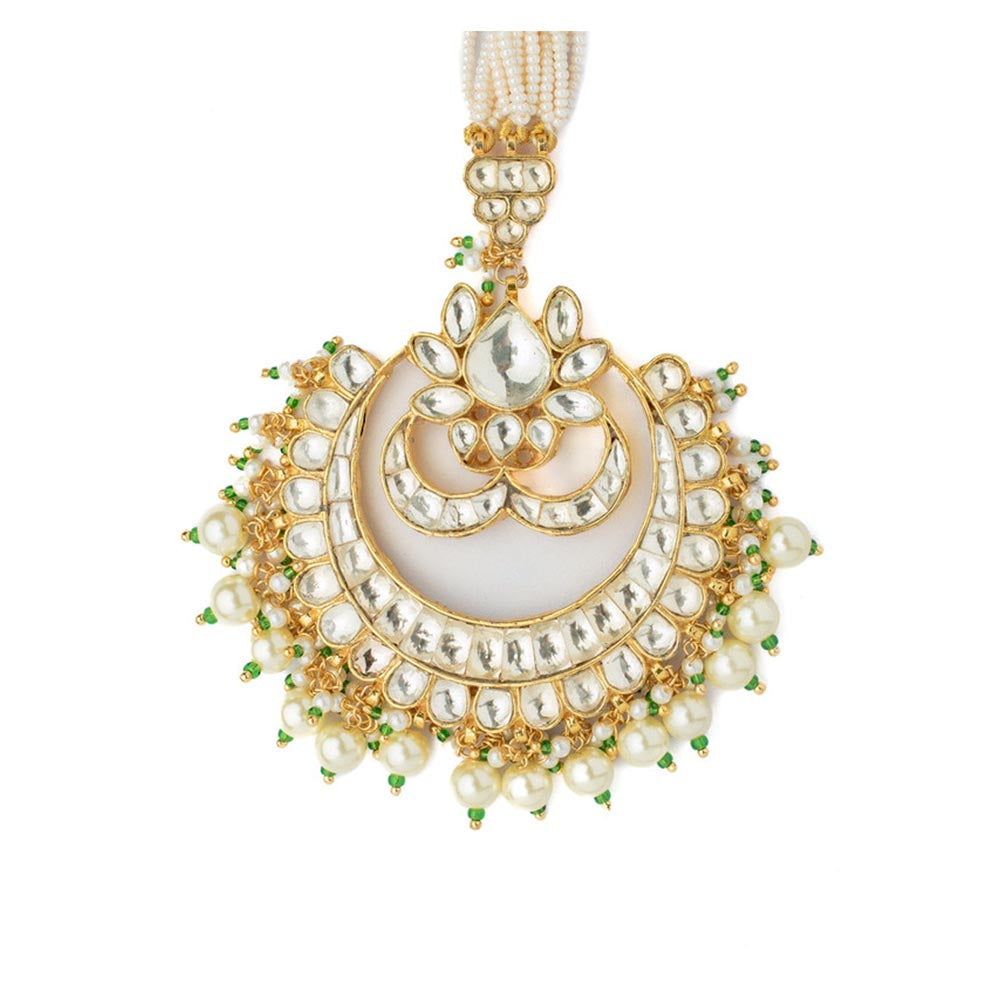 VIVINIA By Vidhi Mehra Gold Plated White Womens Kundan Polki Maangtikka