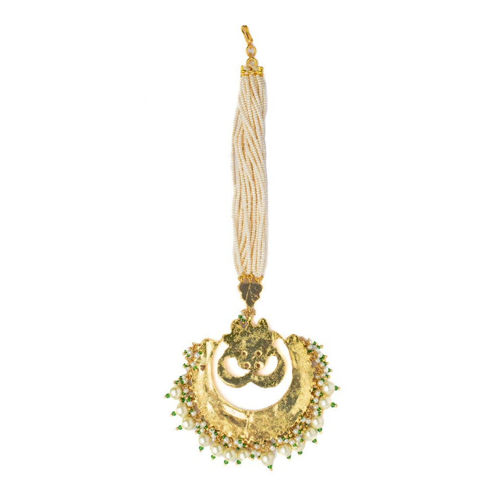 VIVINIA By Vidhi Mehra Gold Plated White Womens Kundan Polki Maangtikka