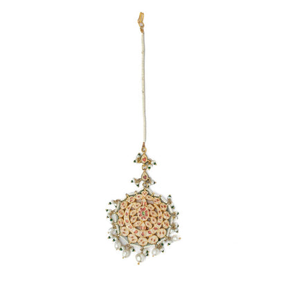 VIVINIA By Vidhi Mehra Gold Plated Pink Womens Kundan Polki Maangtikka