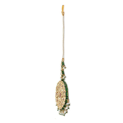 VIVINIA By Vidhi Mehra Gold Plated Red Womens Kundan Polki Maangtikka