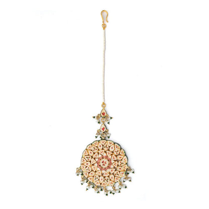 VIVINIA By Vidhi Mehra Gold Plated Red Womens Kundan Polki Maangtikka
