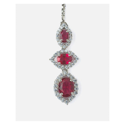 VIVINIA By Vidhi Mehra Silver Plated Pink Womens Zircon Maangtikka