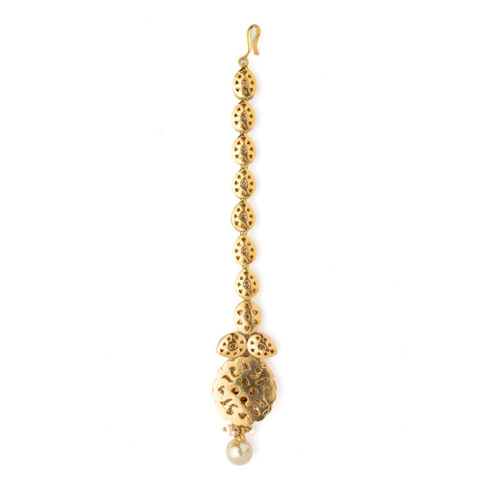 VIVINIA By Vidhi Mehra Gold Plated Red Womens Kundan Polki Maangtikka