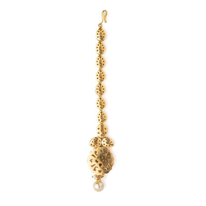 VIVINIA By Vidhi Mehra Gold Plated Red Womens Kundan Polki Maangtikka