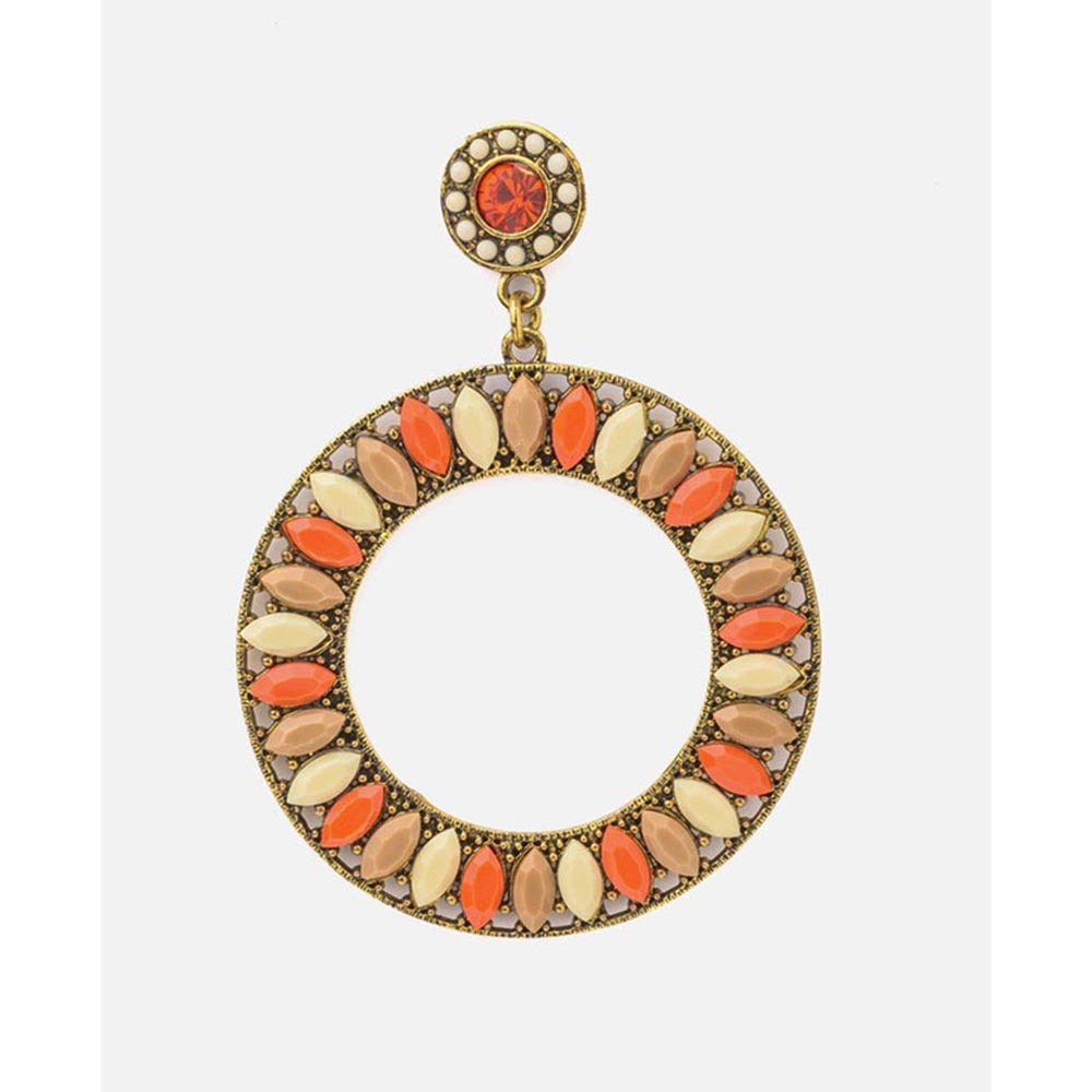VIVINIA By Vidhi Mehra Florence Gold Plated Orange Womens Drop Earrings