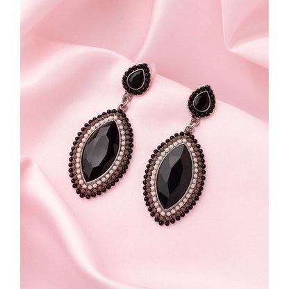VIVINIA By Vidhi Mehra Florence Silver Plated Black Womens Drop Earrings