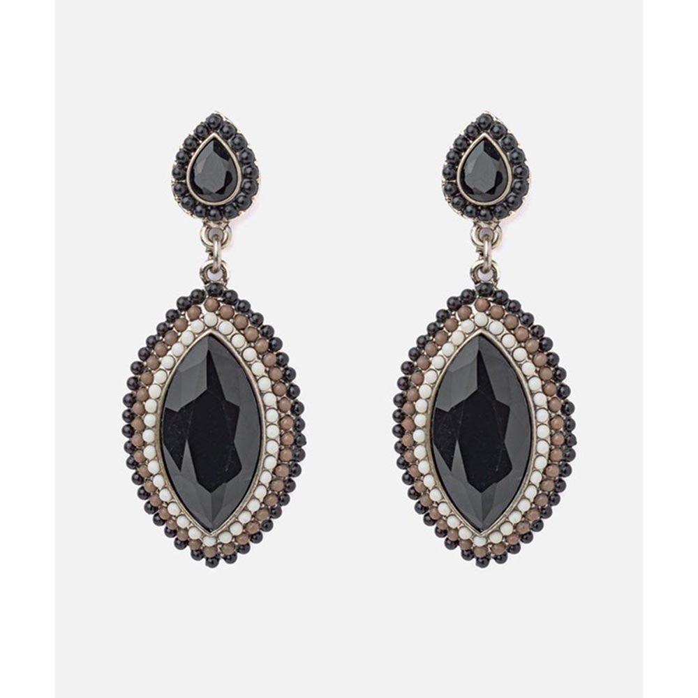 VIVINIA By Vidhi Mehra Florence Silver Plated Black Womens Drop Earrings