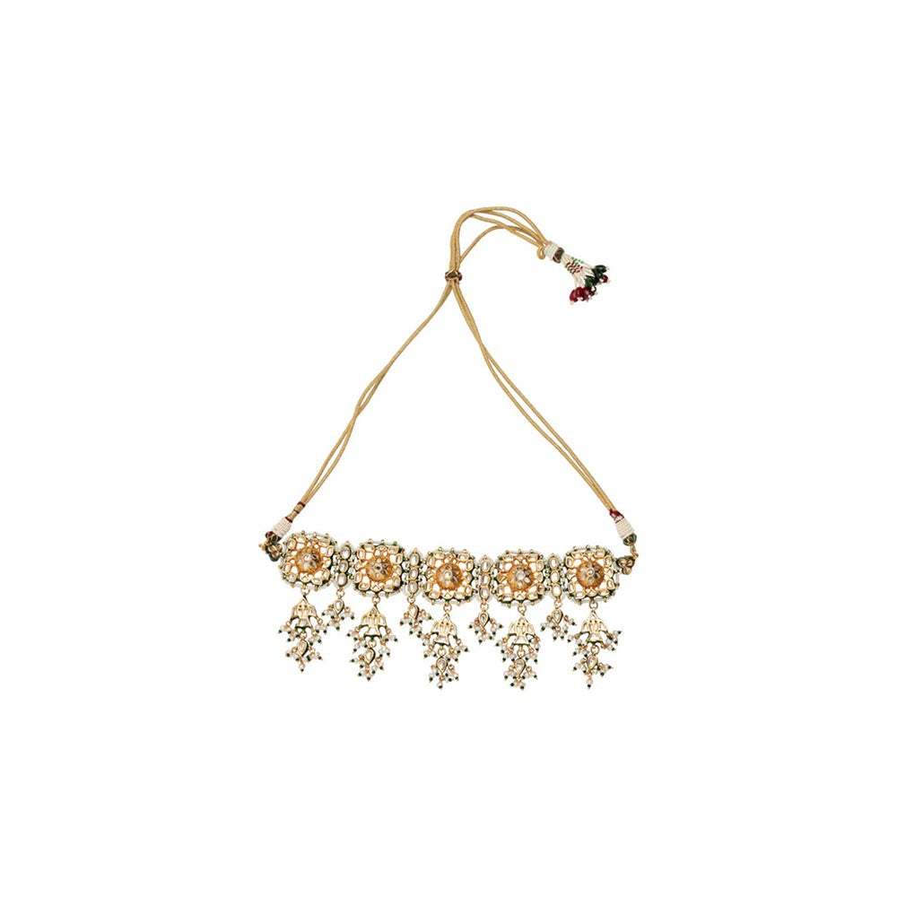 VIVINIA By Vidhi Mehra Inaayat Gold Plated Womens Kundan Polki Necklace Set With Earrings