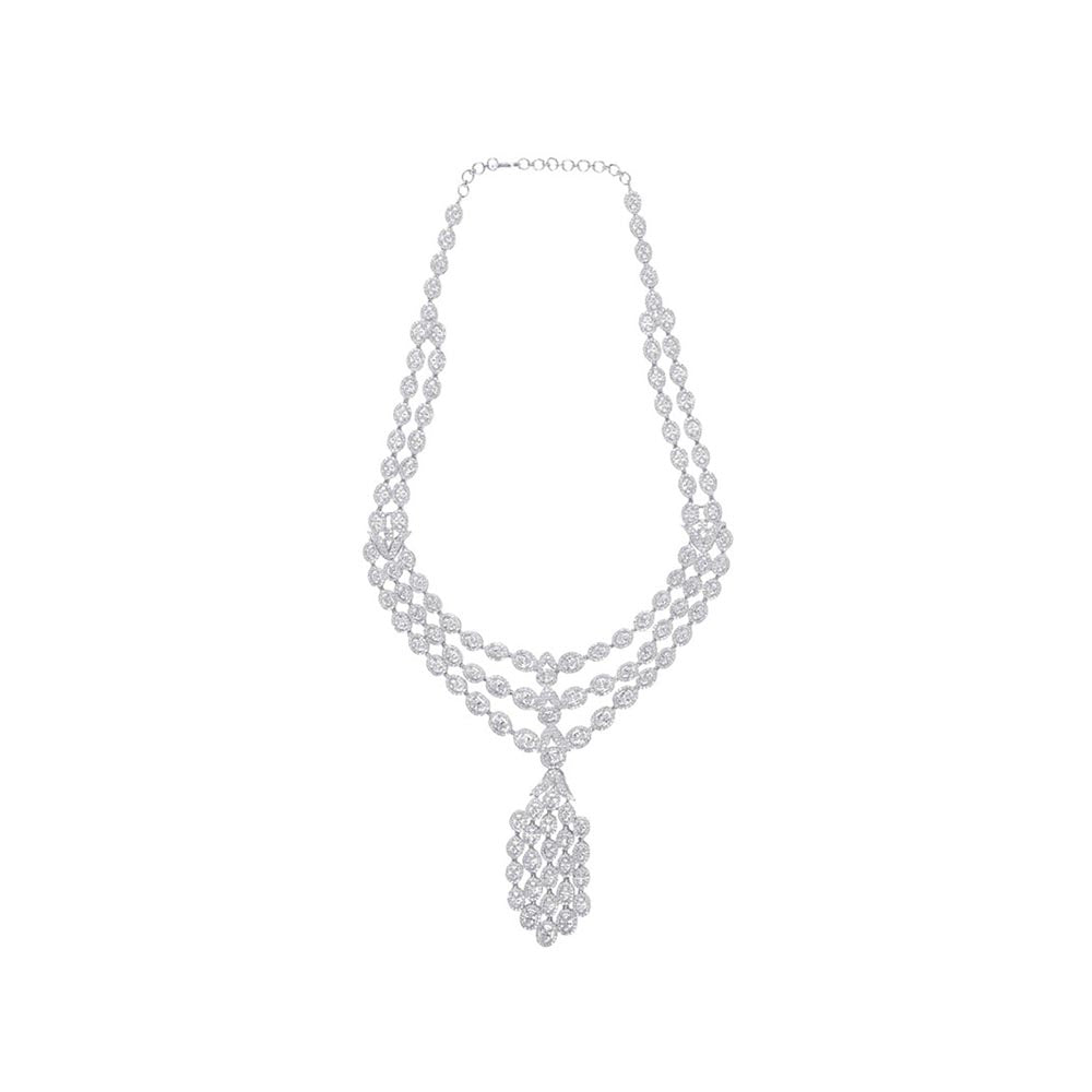 VIVINIA By Vidhi Mehra Silver Plated Womens Zircon Short Necklace Set With Earrings
