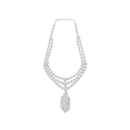 VIVINIA By Vidhi Mehra Silver Plated Womens Zircon Short Necklace Set With Earrings