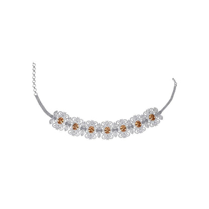 VIVINIA By Vidhi Mehra Silver Plated Yellow Womens Zircon Choker Necklace Set With Earrings