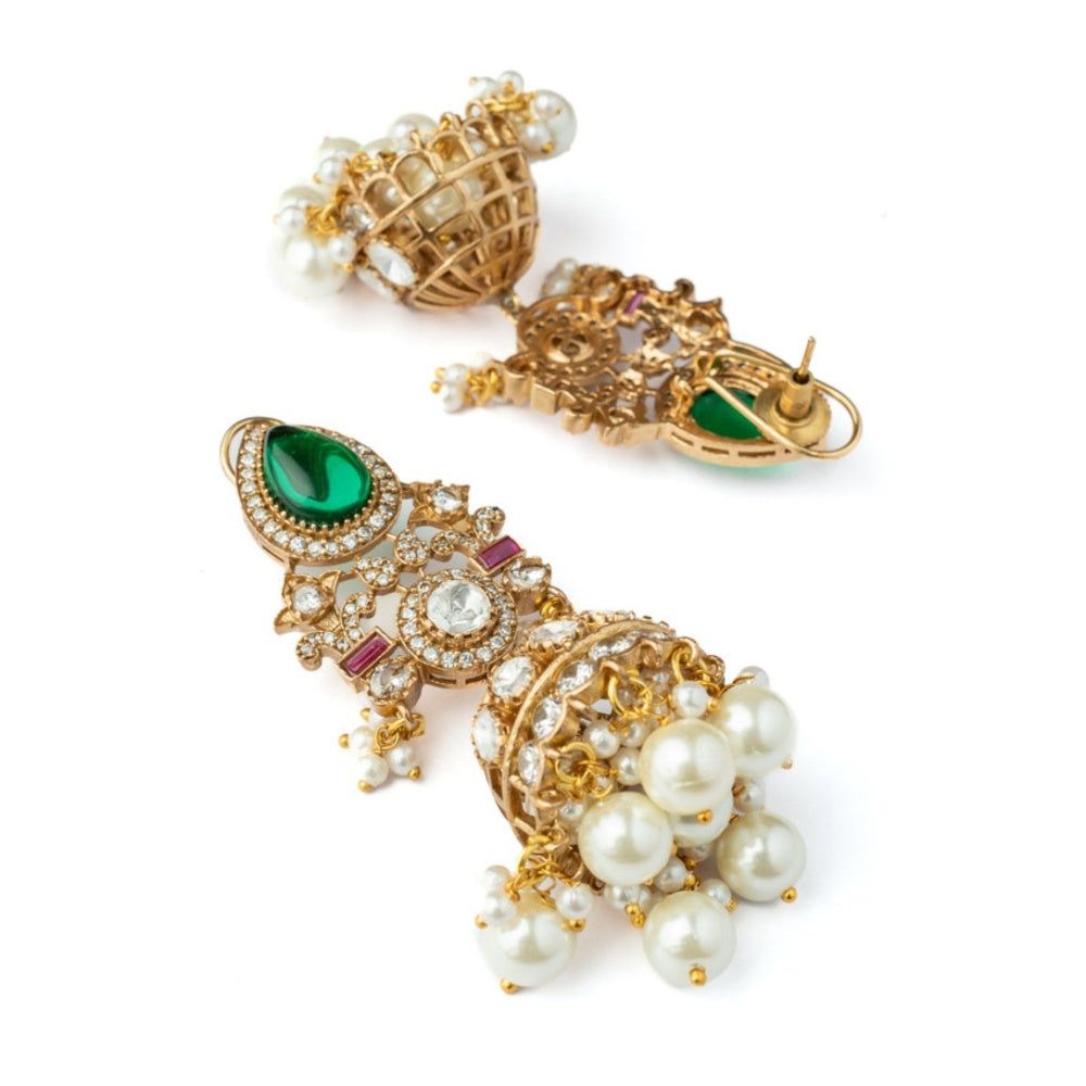 VIVINIA By Vidhi Mehra Gold Plated Green Womens Kundan Polki NecklaceSets