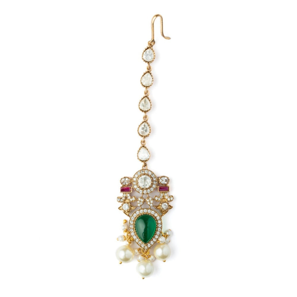 VIVINIA By Vidhi Mehra Gold Plated Green Womens Kundan Polki NecklaceSets