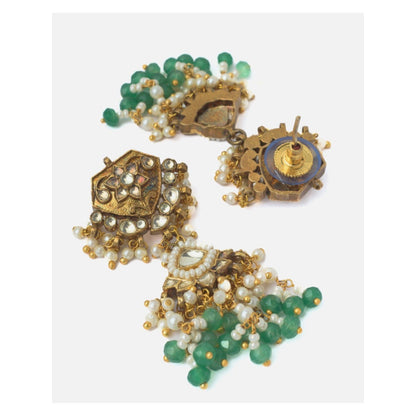 VIVINIA By Vidhi Mehra Gold Plated Green Womens Choker Necklace Set With Earrings