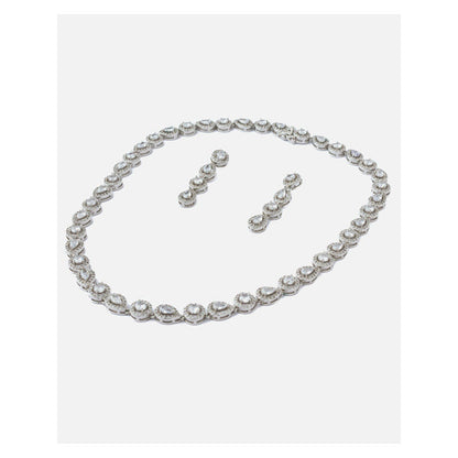 VIVINIA By Vidhi Mehra Silver Plated Womens Short Necklace Set With Earrings