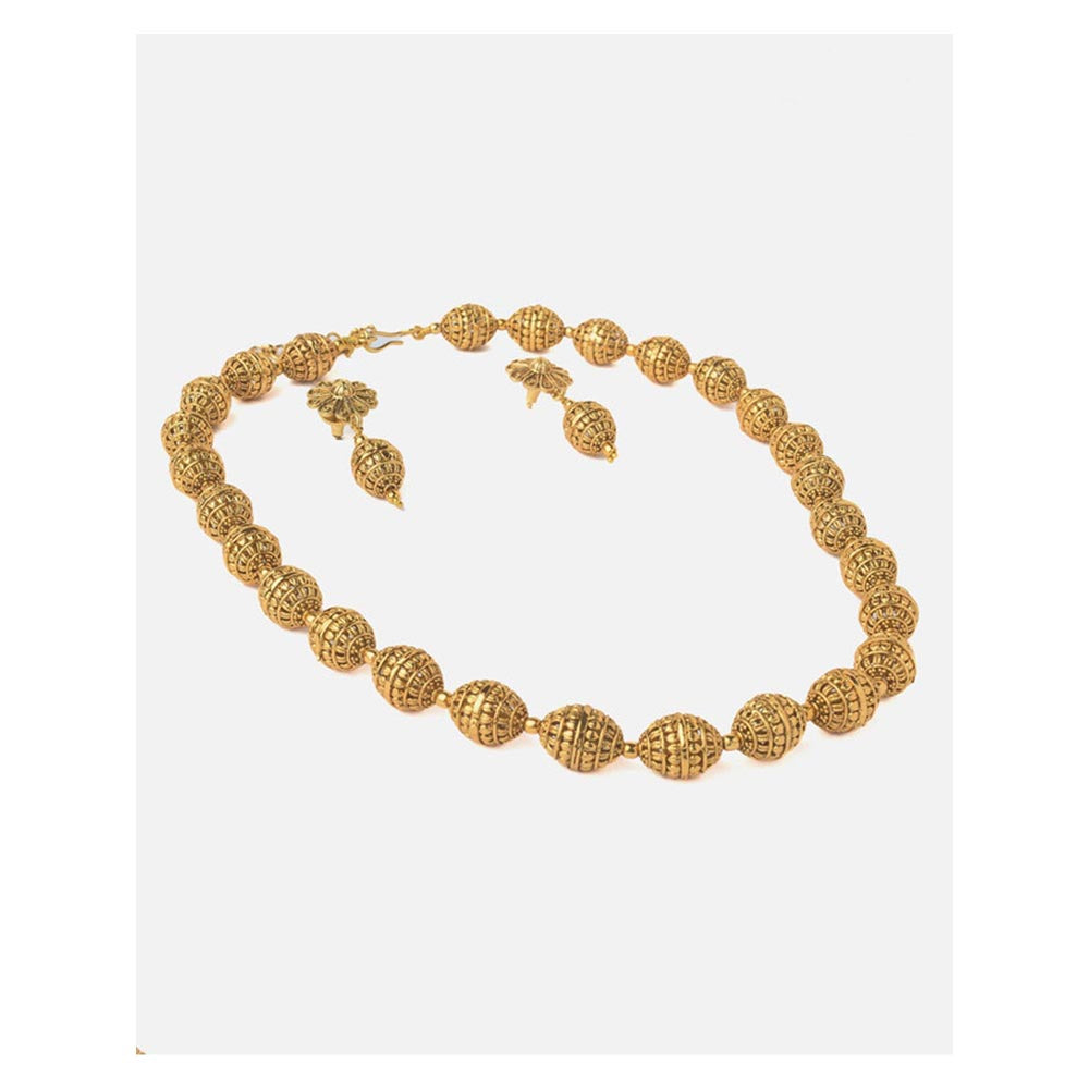 VIVINIA By Vidhi Mehra Gold Plated Womens Temple Long Necklace Set With Earrings