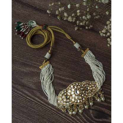 VIVINIA By Vidhi Mehra Gold Plated White Womens Kundan Choker Necklace