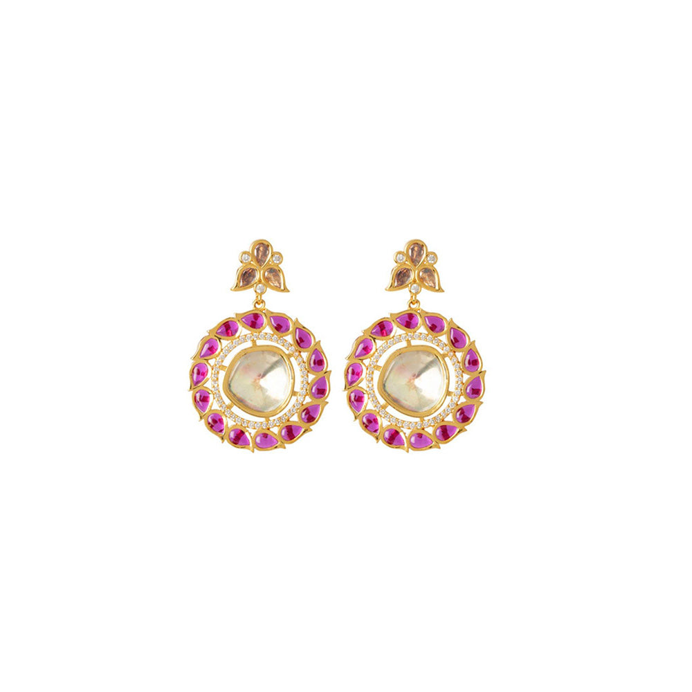 VIVINIA By Vidhi Mehra Aatman Gold Plated Pink Womens Synthetic Stone Necklace Set