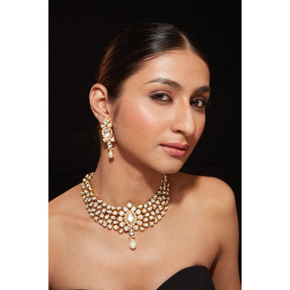 VIVINIA By Vidhi Mehra Aatman Gold Plated Womens Kundan Polki Necklace Set With Earrings