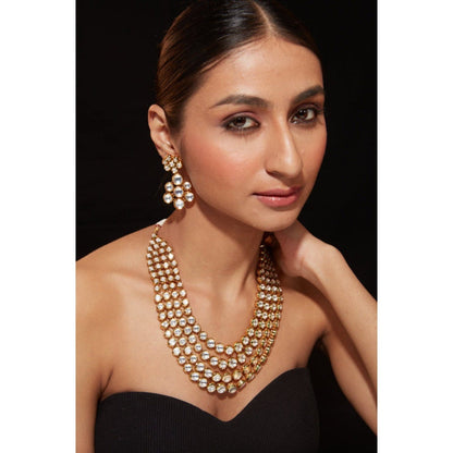 VIVINIA By Vidhi Mehra Aatman Gold Plated Womens Kundan Polki Necklace Set With Earrings