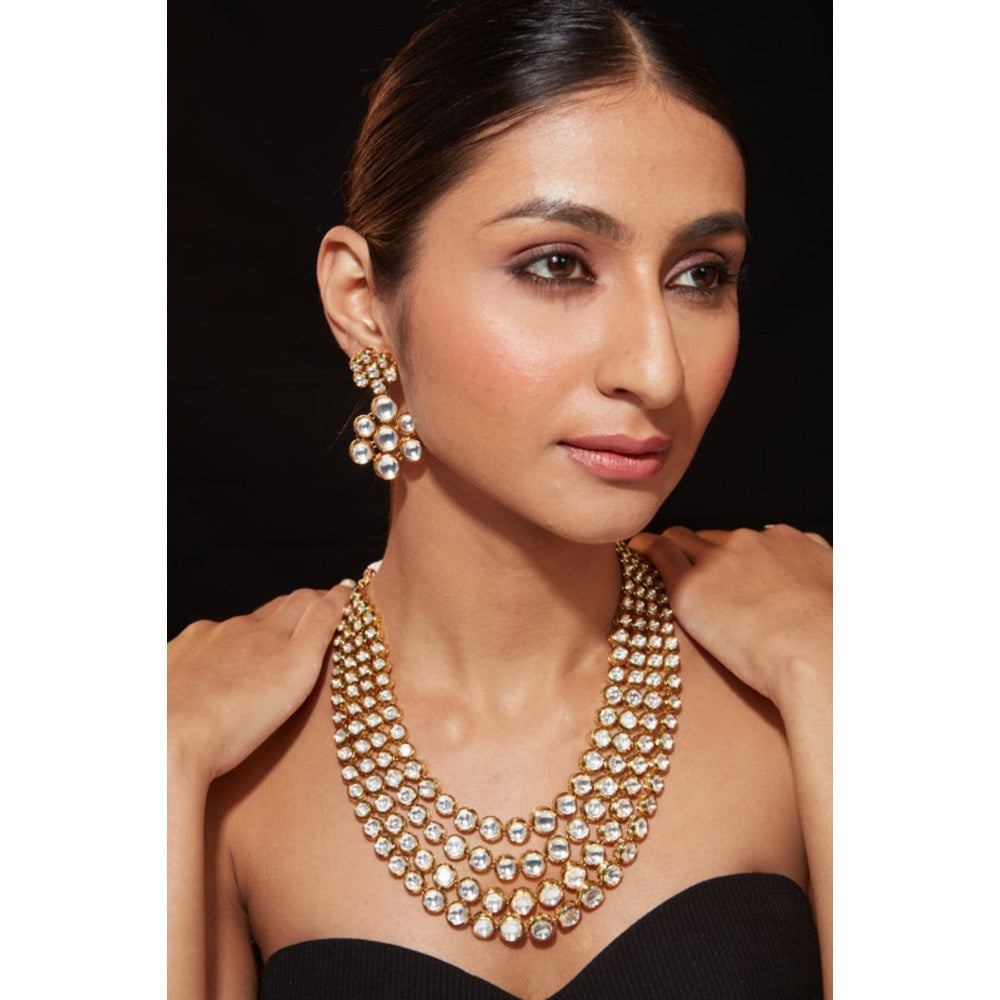VIVINIA By Vidhi Mehra Aatman Gold Plated Womens Kundan Polki Necklace Set With Earrings