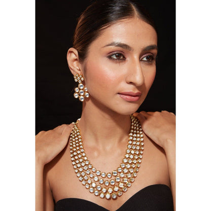 VIVINIA By Vidhi Mehra Aatman Gold Plated Womens Kundan Polki Necklace Set With Earrings