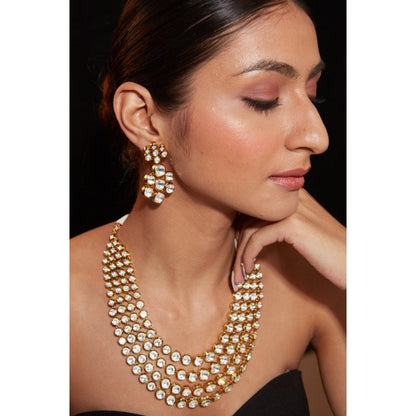 VIVINIA By Vidhi Mehra Aatman Gold Plated Womens Kundan Polki Necklace Set With Earrings
