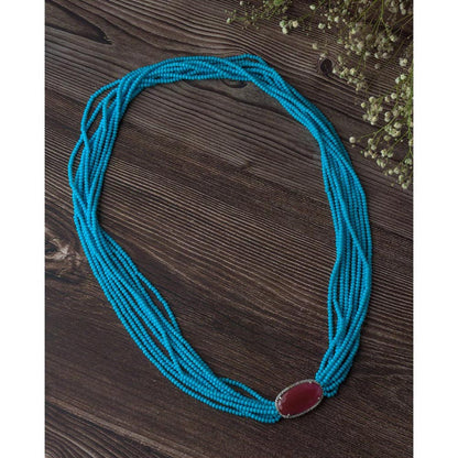 VIVINIA By Vidhi Mehra Blue And Brown Womens Beads Long Mala Necklace