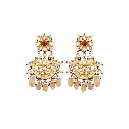 VIVINIA By Vidhi Mehra Gold Plated Yellow And Red Womens Kundan Choker Necklace Set