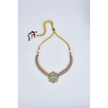 VIVINIA By Vidhi Mehra Florence Gold Plated Green Womens Kundan Polki Short Necklace Sets