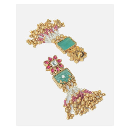 VIVINIA By Vidhi Mehra Isvaraah 2.0 Gold Plated Pink Long Necklace Set With Earrings