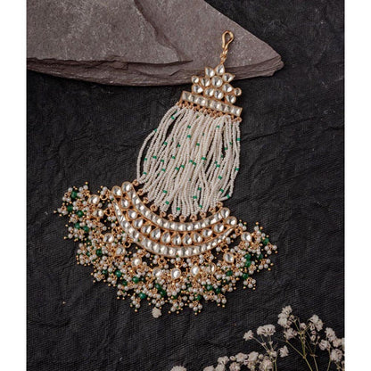 VIVINIA By Vidhi Mehra Gold Plated Green Womens Kundan Polki Paasa