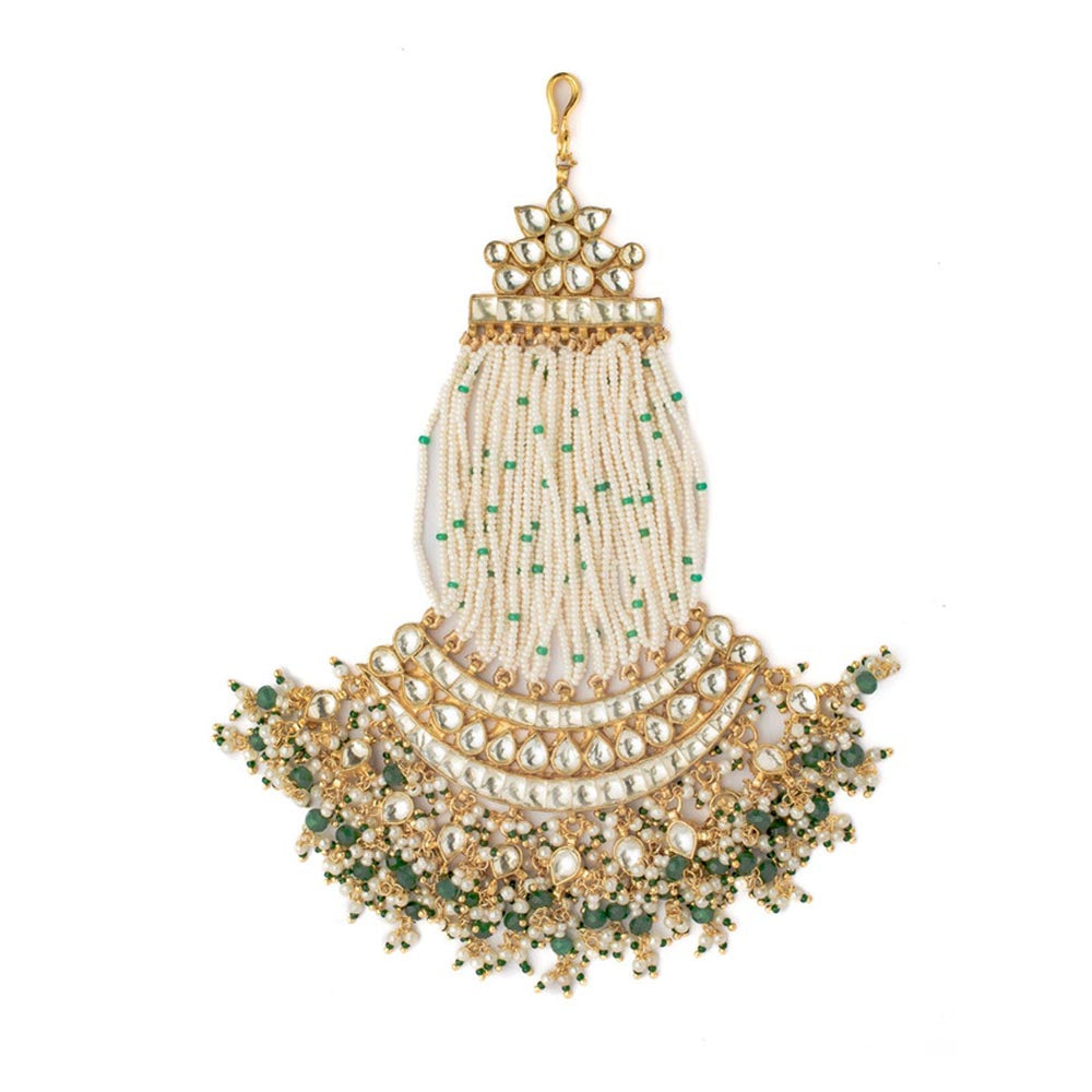 VIVINIA By Vidhi Mehra Gold Plated Green Womens Kundan Polki Paasa