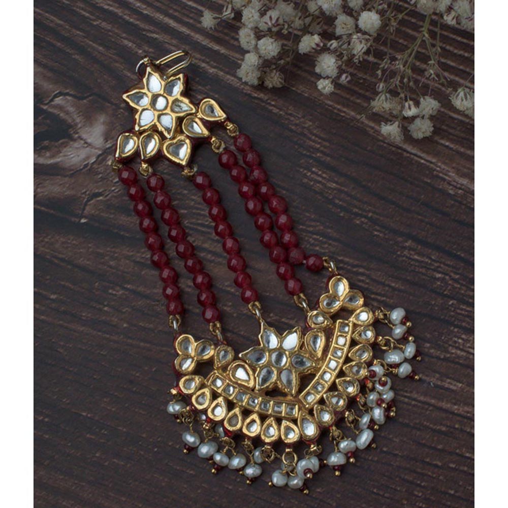 VIVINIA By Vidhi Mehra Gold Plated Red Womens Beaded Pasa