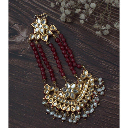 VIVINIA By Vidhi Mehra Gold Plated Red Womens Beaded Pasa