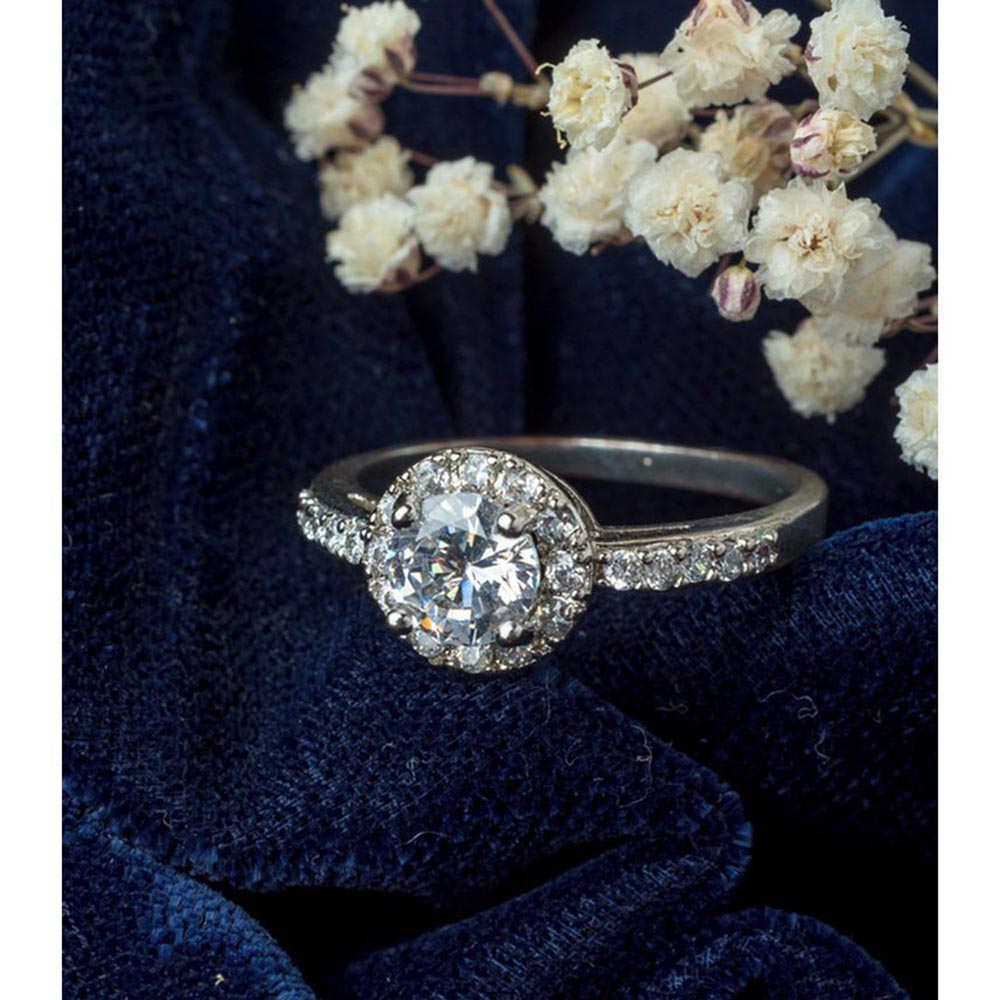 VIVINIA By Vidhi Mehra Silver Plated Womens Zircon Ring