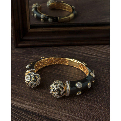 VIVINIA By Vidhi Mehra Gold Plated Black Zircon Womens Kada