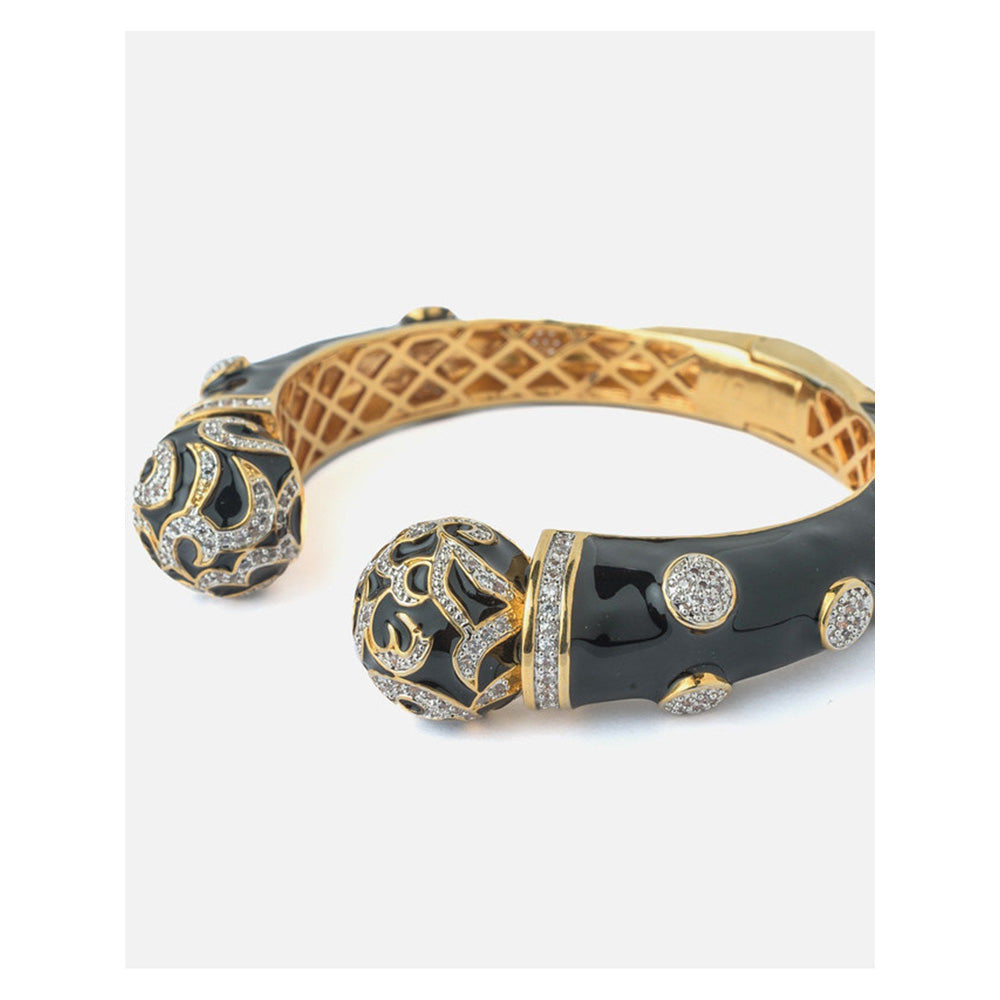 VIVINIA By Vidhi Mehra Gold Plated Black Zircon Womens Kada