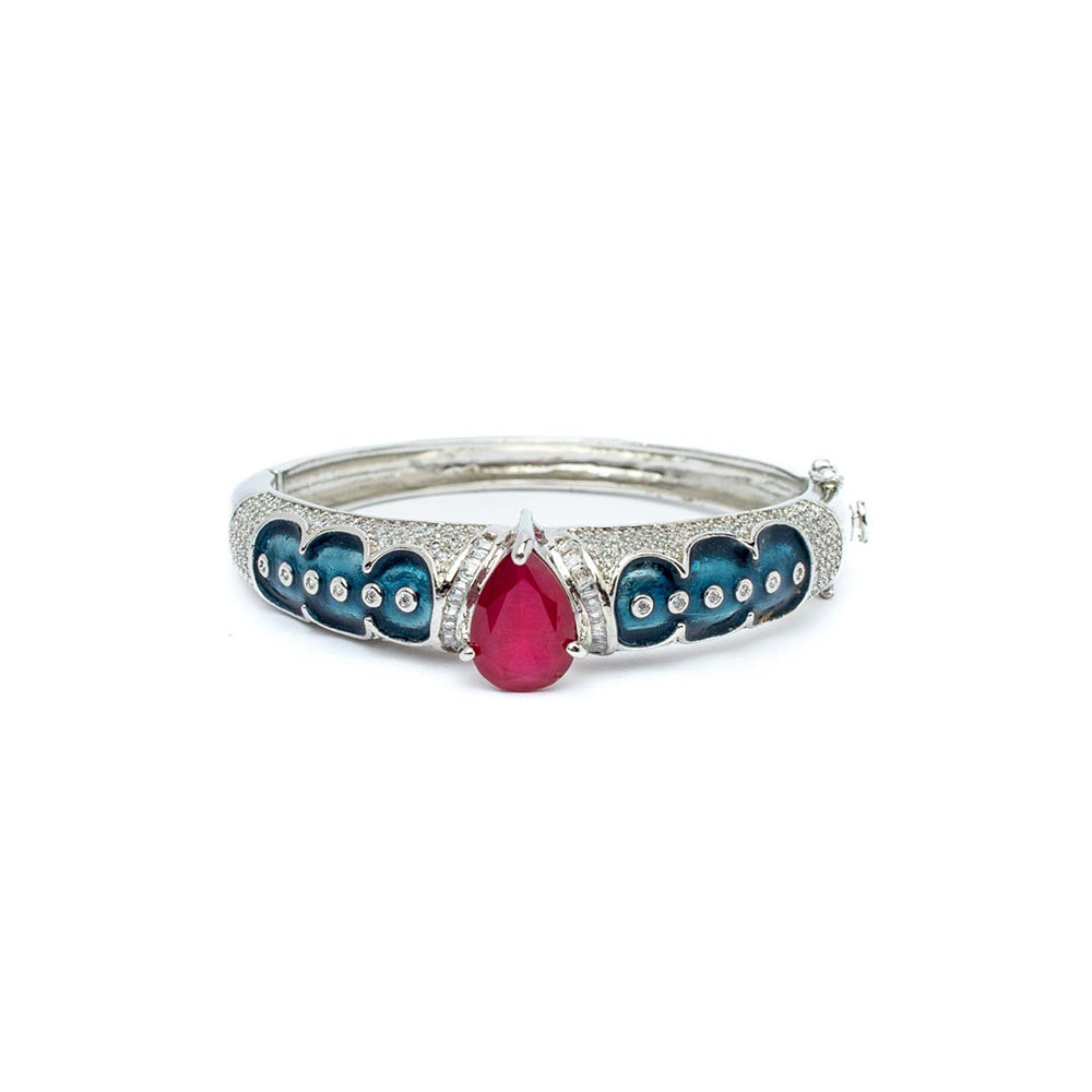 VIVINIA By Vidhi Mehra Silver Plated Pink Womens Kada