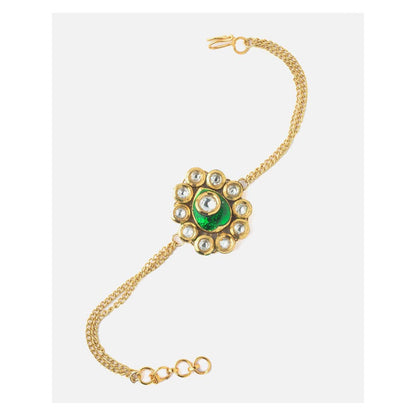 VIVINIA By Vidhi Mehra Gold Plated Green Kundan Polki Womens Bracelet