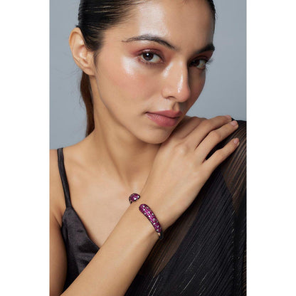 VIVINIA By Vidhi Mehra Zia Silver Plated Pink Womens Zircon Kadas